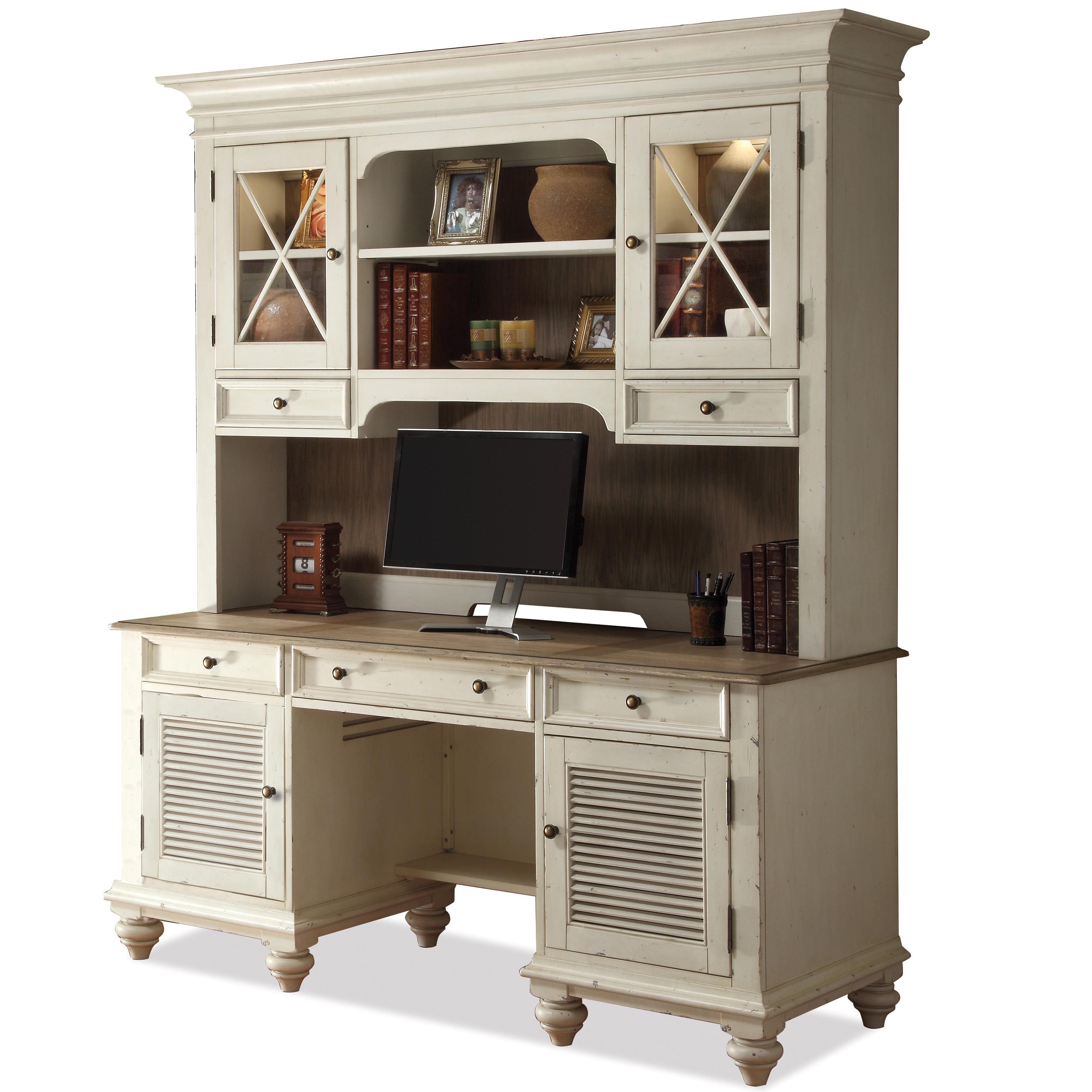 Riverside Furniture Coventry Two Tone Shutter Door Credenza & Glass Door Hutch Belfort